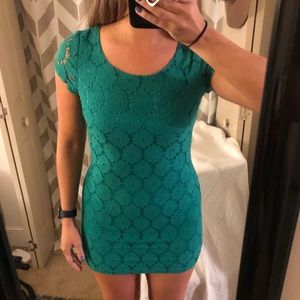 Kelly Green Lace Mini Dress